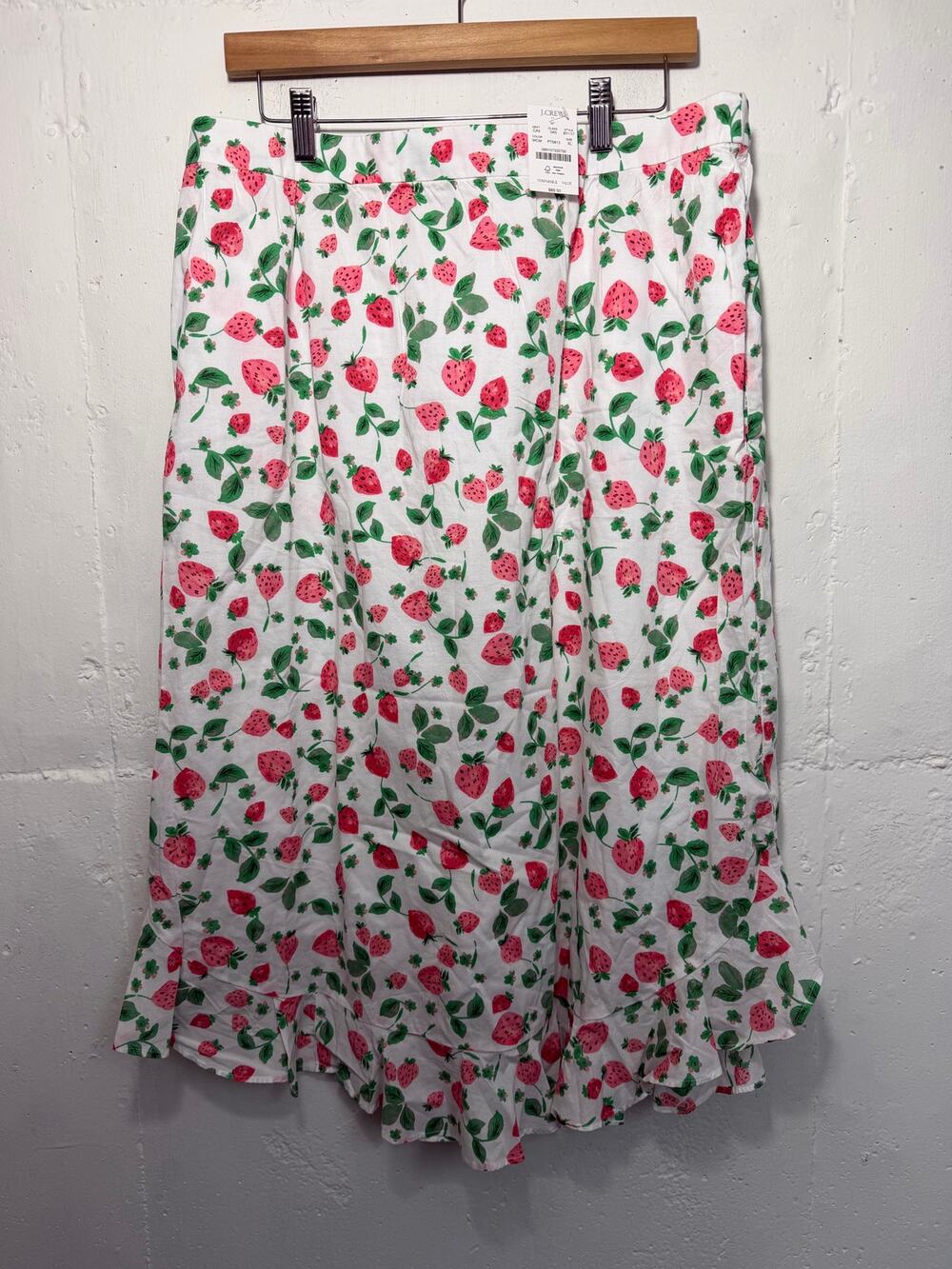 NEW J.Crew Strawberry Midi Skirt Womens XL Stretch Pull On Waist